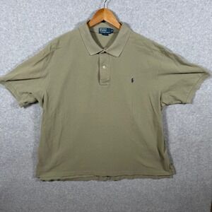 Polo Ralph Lauren Mens 2XB Big Polo Shirt Olive Green Short Sleeve Cotton Pique